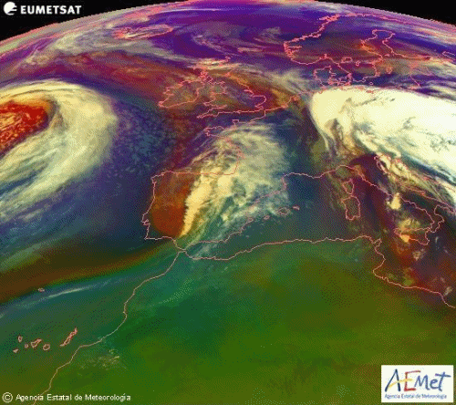 Animación masas de aire satélite Meteosat.Meteosojuela
