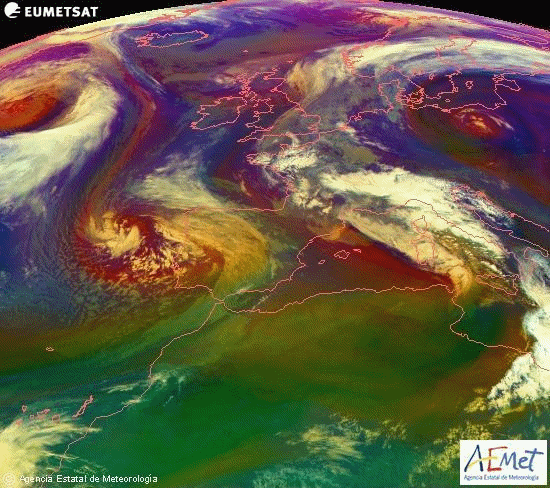 Animación masas de aire satélite Meteosat.Meteosojuela