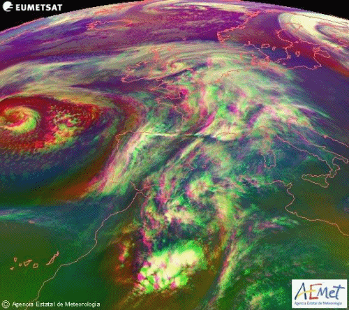 Animación masas de aire satélite Meteosat.Meteosojuela