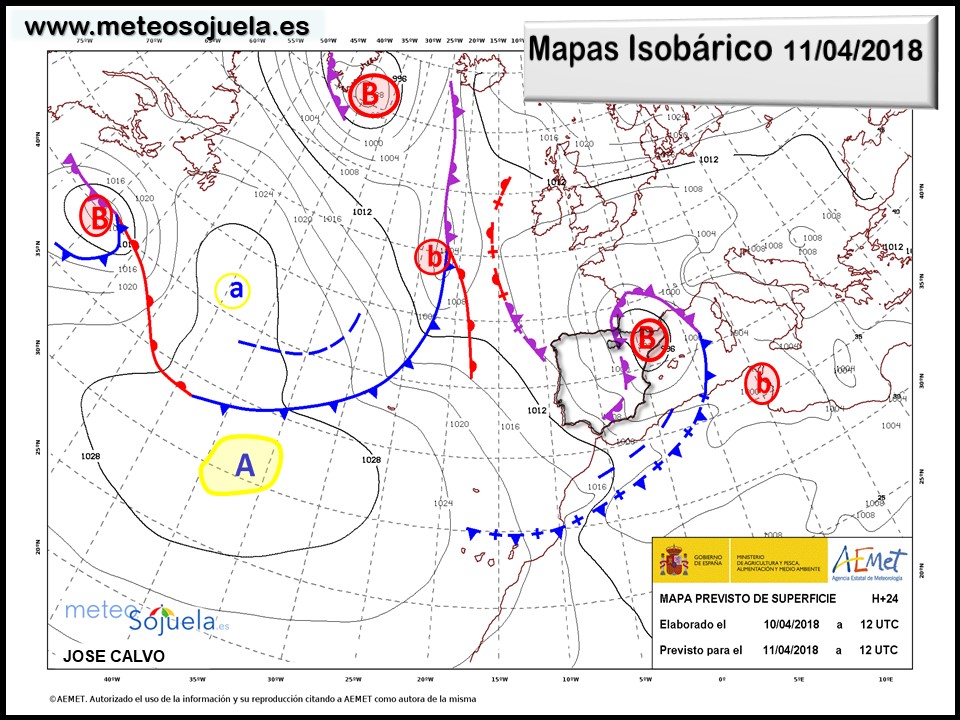 Mapa meteorologico isobárico de hoy en La Rioja. Meteosojuela