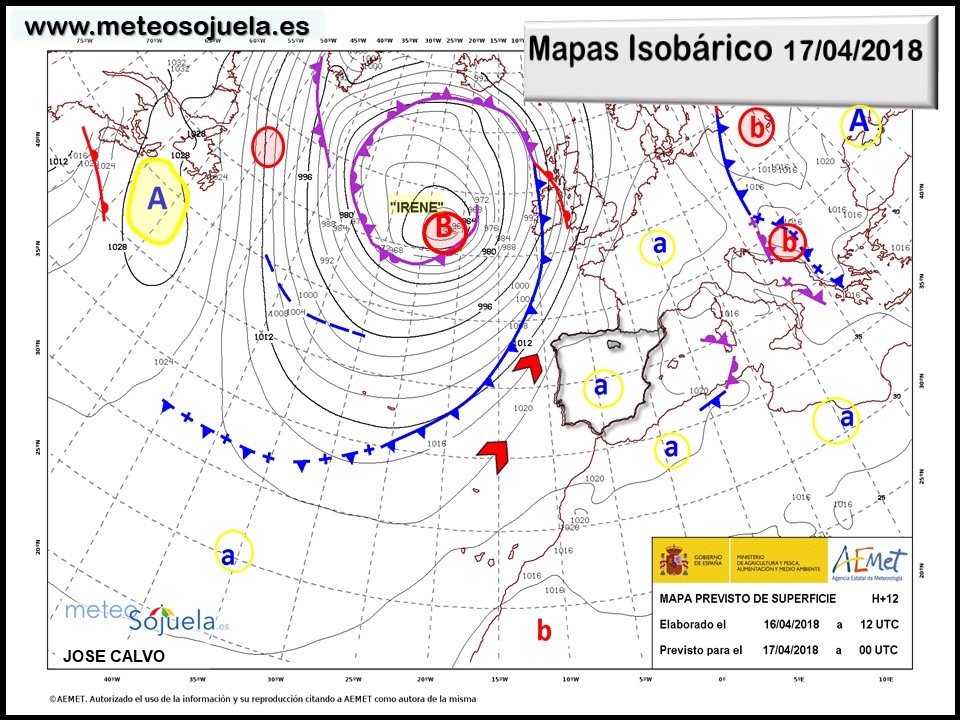 Mapa meteorologico isobárico de hoy en La Rioja. Meteosojuela