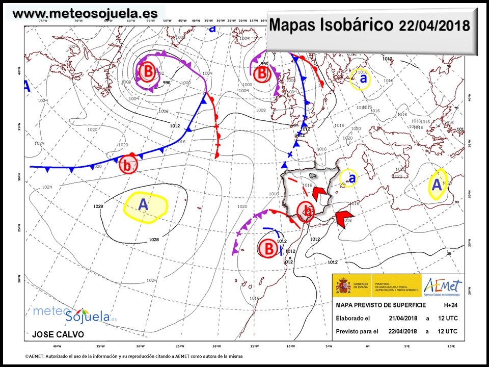 Mapa meteorologico isobárico de hoy en La Rioja. Meteosojuela