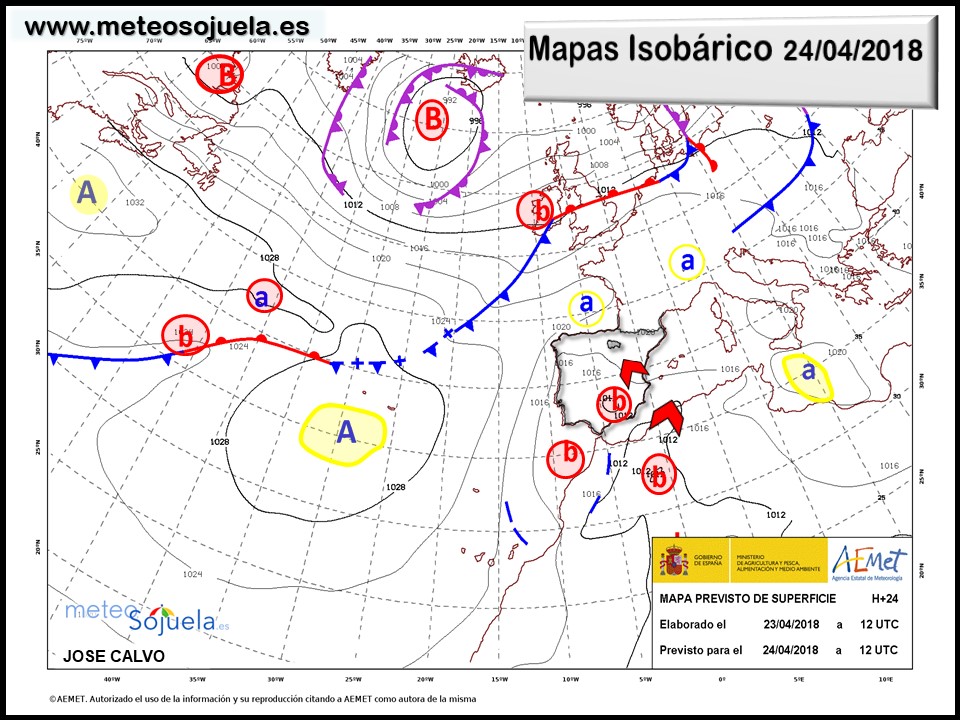 Mapa meteorologico isobárico de hoy en La Rioja. Meteosojuela