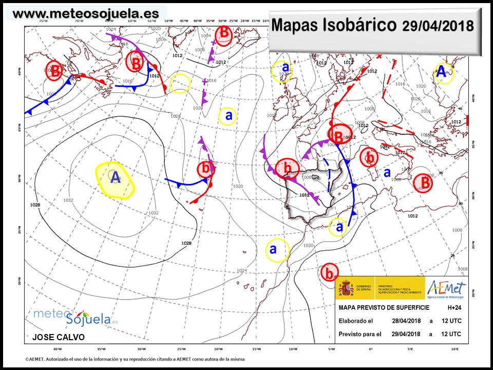 Mapa meteorologico isobárico de hoy en La Rioja. Meteosojuela
