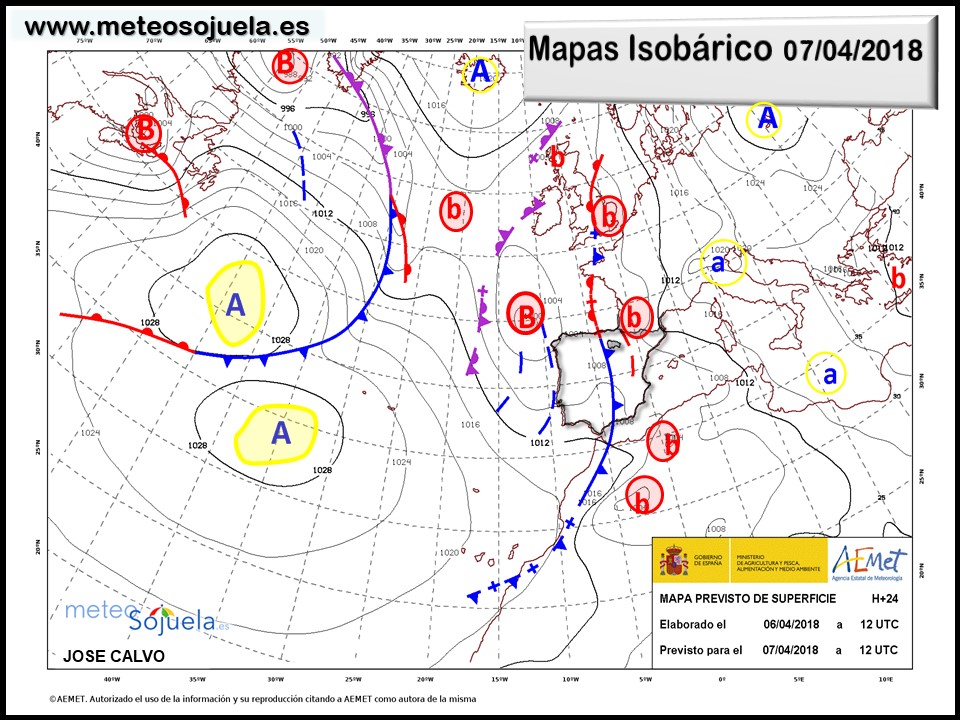 Mapa meteorologico isobárico de hoy en La Rioja. Meteosojuela