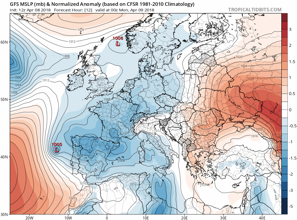 Animación anomalías presión y Geopotencial. Meteosojuela