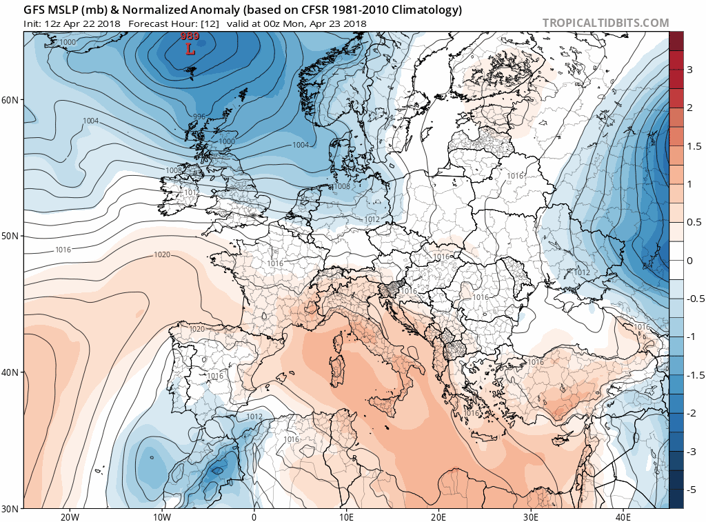 Animación anomalías presión y Geopotencial. Meteosojuela