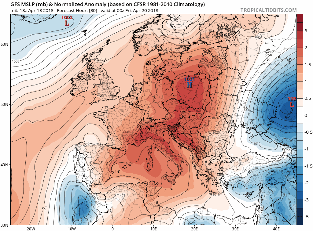 Animación modelo de Aomalías de temperaturas en capas altas.Meteosojuela