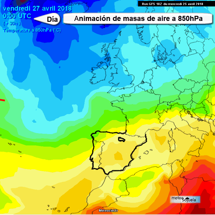 Animación masas de aire 850hPa