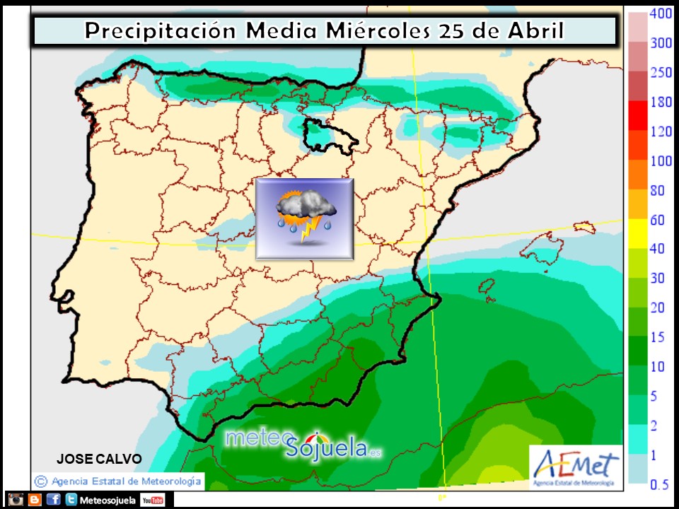Mapa meteorologico precipitaciones de hoy en La Rioja. Meteosojuela