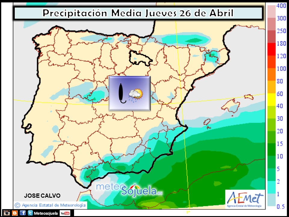 Mapa meteorologico precipitaciones de hoy en La Rioja. Meteosojuela