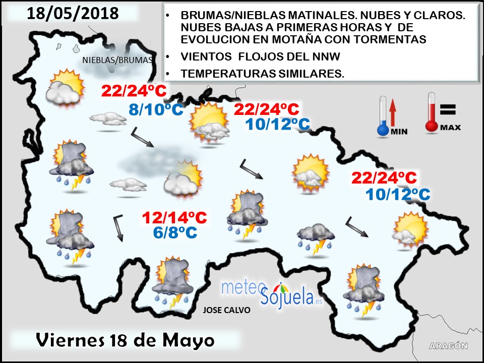 Mapa meteorologico significativo de hoy en La Rioja. Meteosojuela