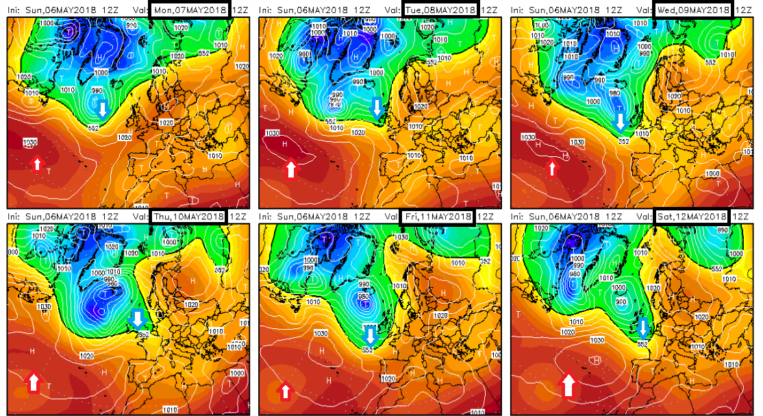 Anomalías de Geopotencial a 500hPa. Meteosojuela