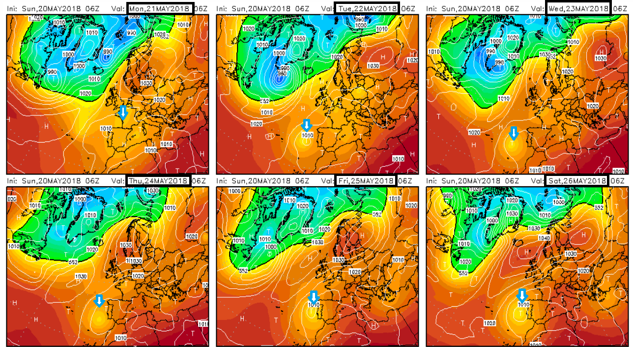 Anomalías de Geopotencial a 500hPa. Meteosojuela