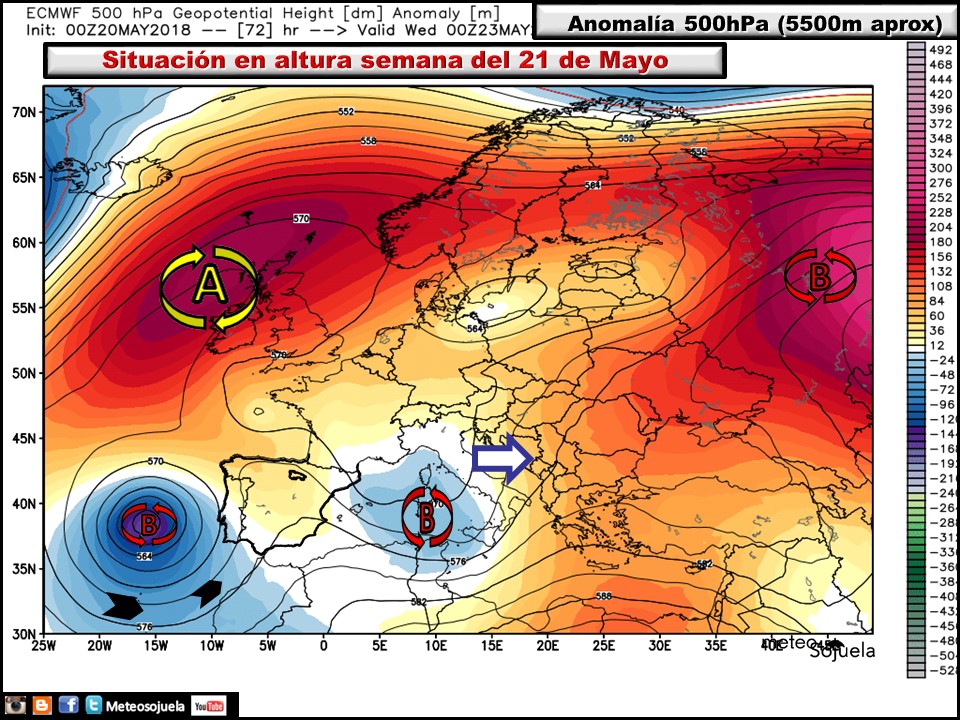 Anomalías de Geopotencial a 500hPa Europa. Meteosojuela