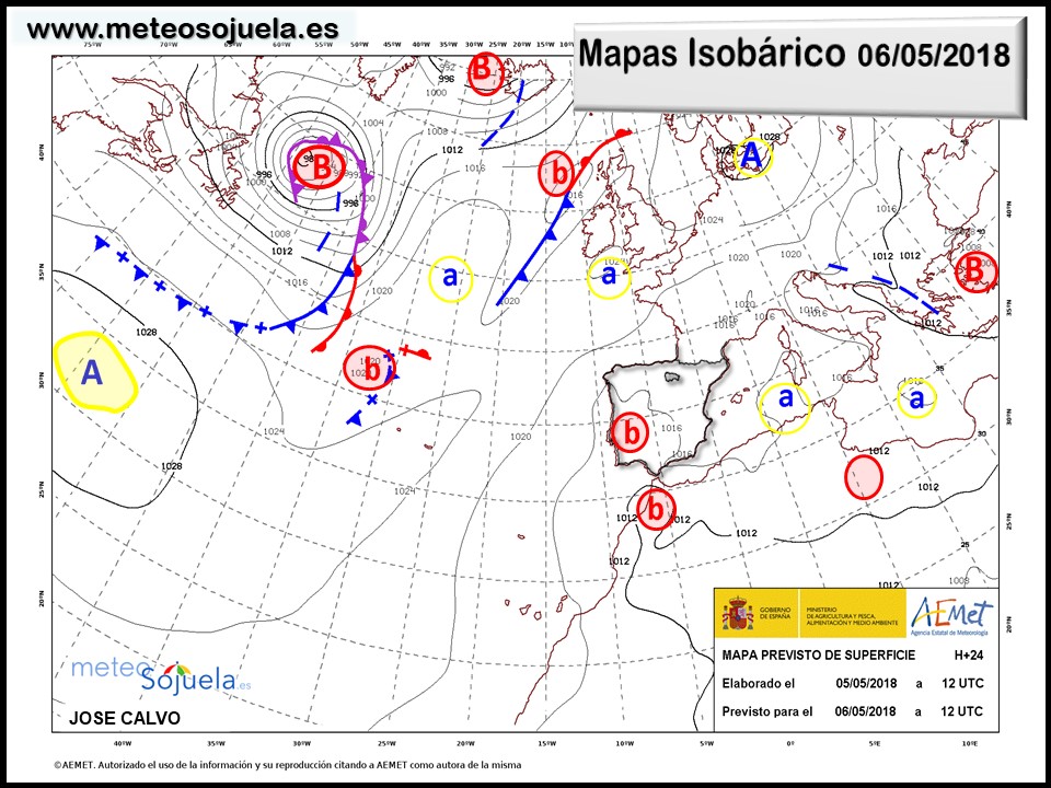 Mapa meteorologico isobárico de hoy en La Rioja. Meteosojuela