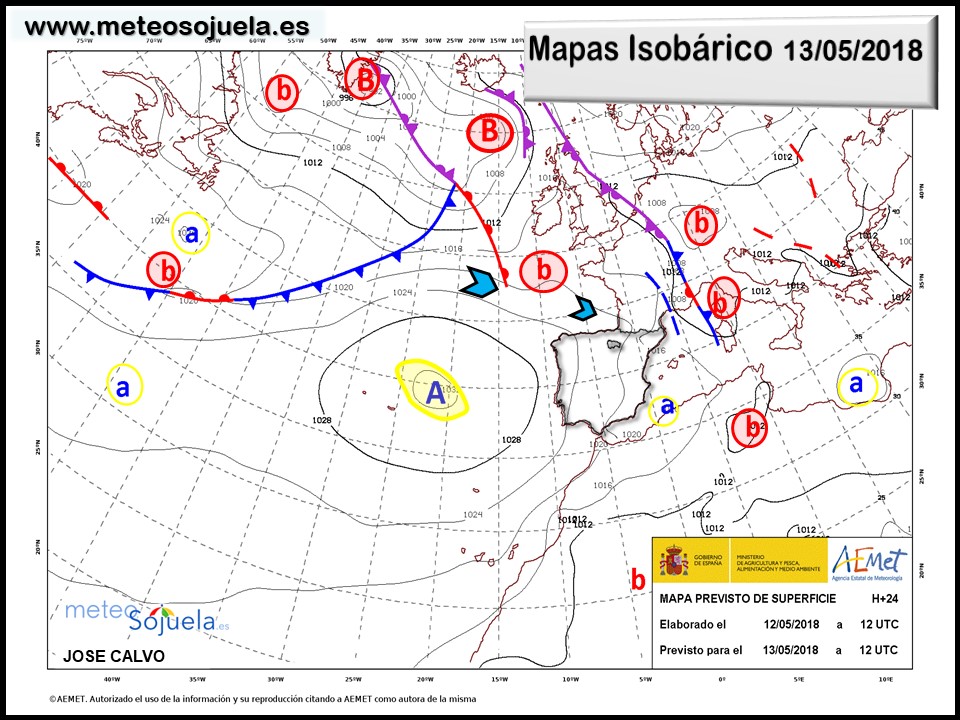 Mapa meteorologico isobárico de hoy en La Rioja. Meteosojuela