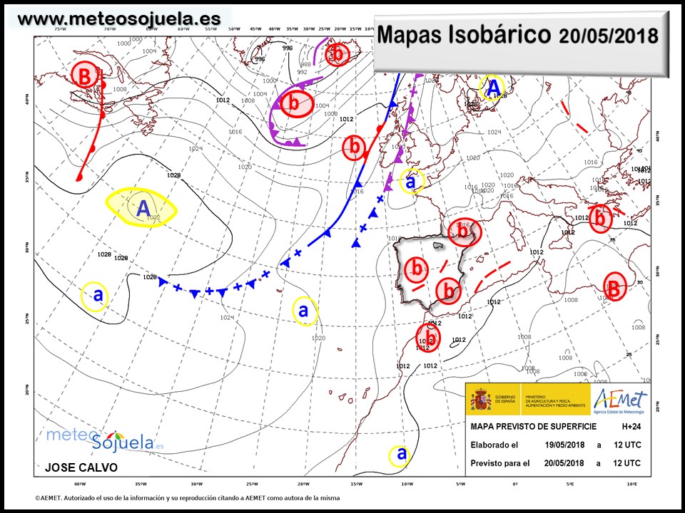 Mapa meteorologico isobárico de hoy en La Rioja. Meteosojuela
