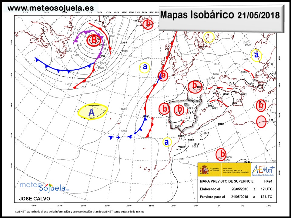 Mapa meteorologico isobárico de hoy en La Rioja. Meteosojuela