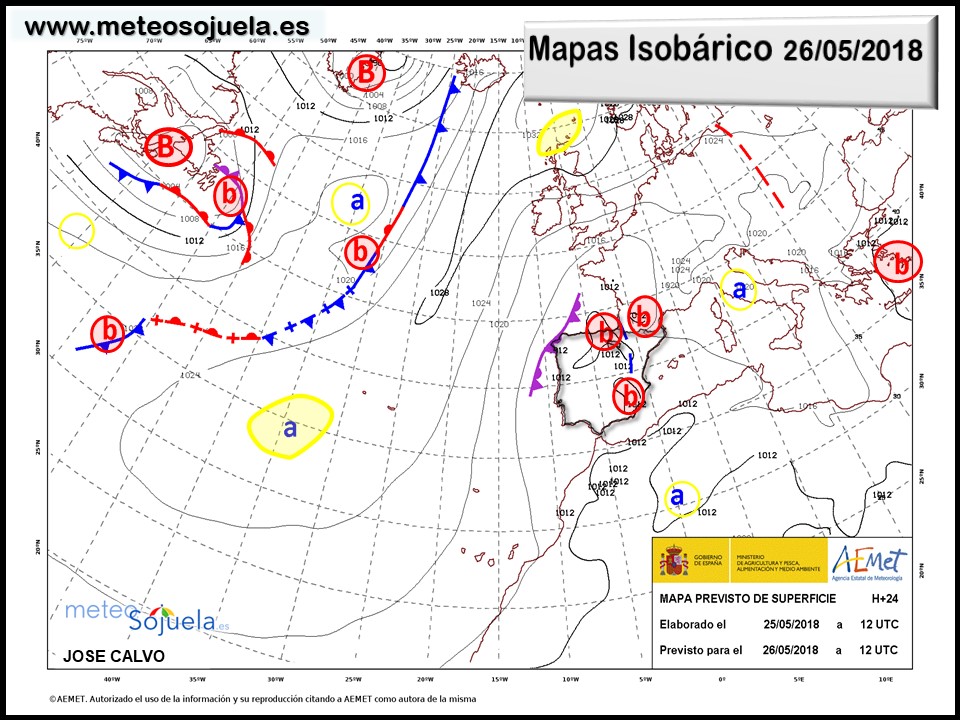 Mapa meteorologico isobárico de hoy en La Rioja. Meteosojuela