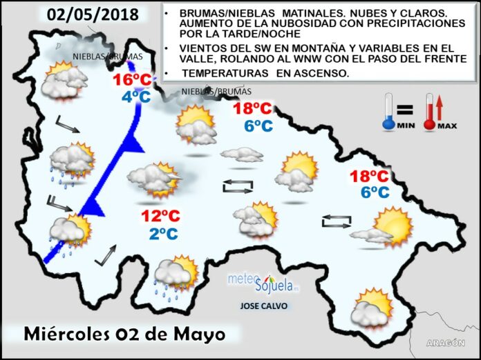 Mapa meteorologico significativo de hoy en La Rioja. Meteosojuela