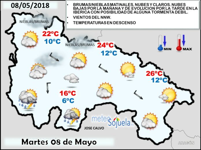 Mapa meteorologico significativo de hoy en La Rioja. Meteosojuela Mapa meteorologico significativo de hoy en La Rioja. Meteosojuela