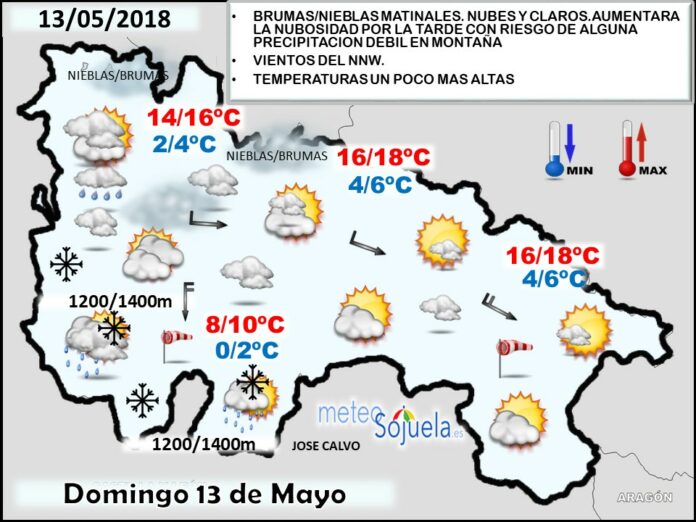 Mapa meteorologico significativo de hoy en La Rioja. Meteosojuela