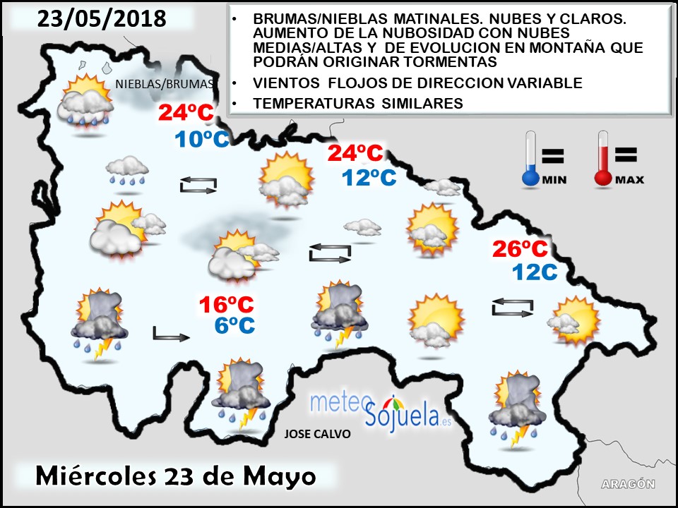 Mapa meteorologico significativo de hoy en La Rioja. Meteosojuela