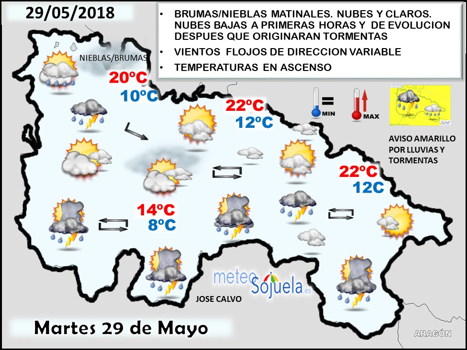 Mapa meteorologico significativo de hoy en La Rioja. Meteosojuela