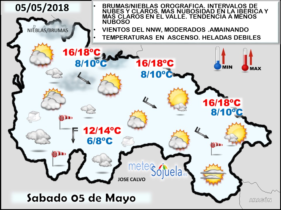 Mapa meteorologico significativo de hoy en La Rioja. Meteosojuela