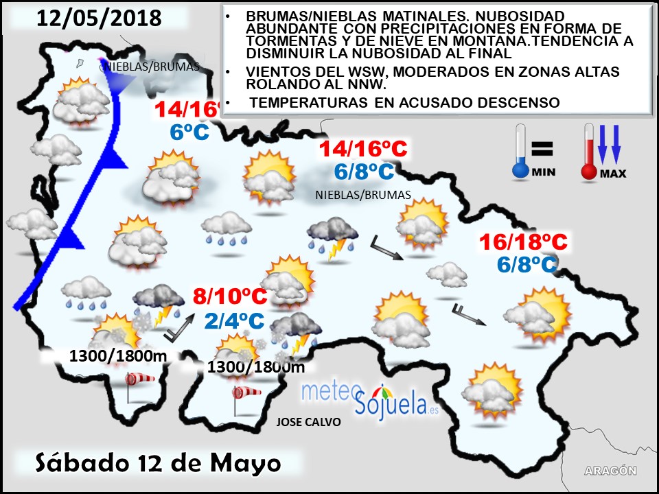 Mapa meteorologico significativo de hoy en La Rioja. Meteosojuela