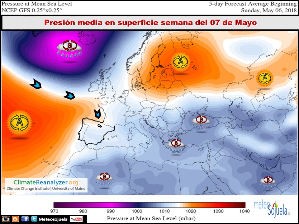 Mapa de presión media en superficie. Meteosojuela