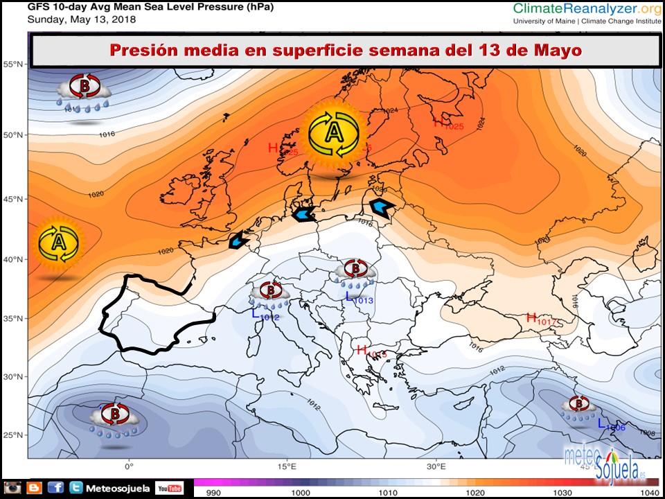 Mapa de presión media en superficie. Meteosojuela