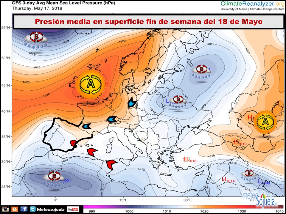Mapa de presión media en superficie. Meteosojuela