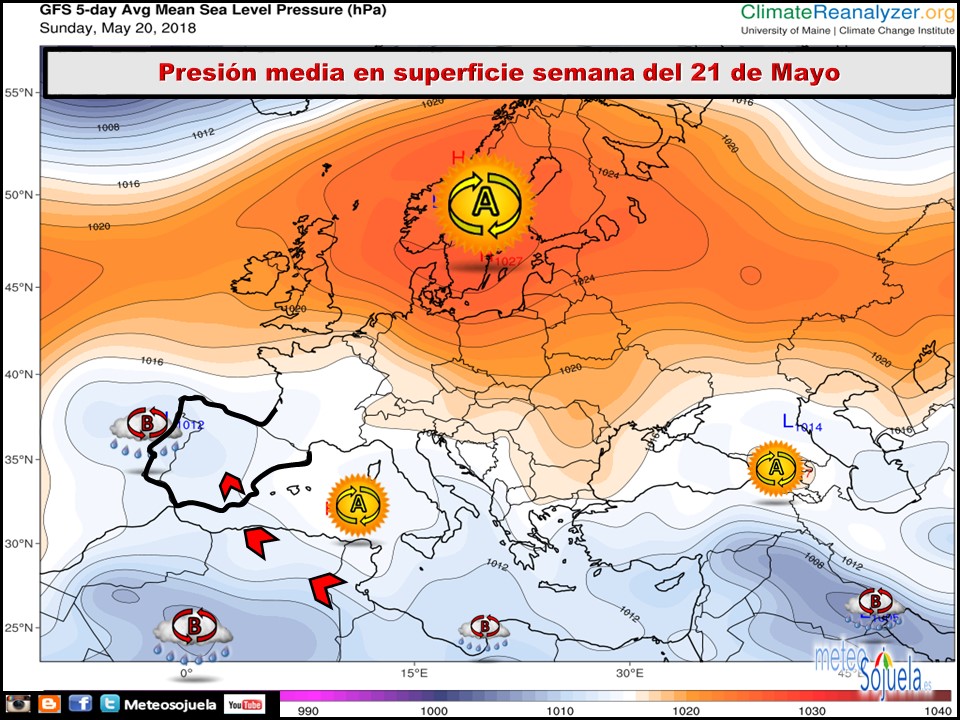 Mapa de presión media en superficie. Meteosojuela
