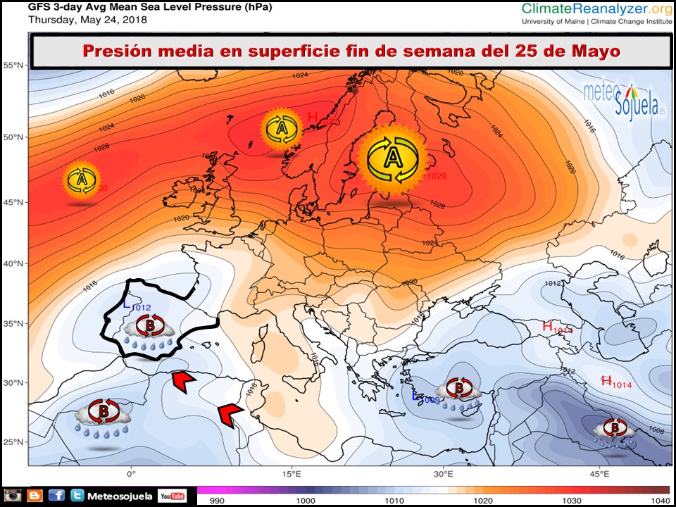 Mapa de presión media en superficie. Meteosojuela