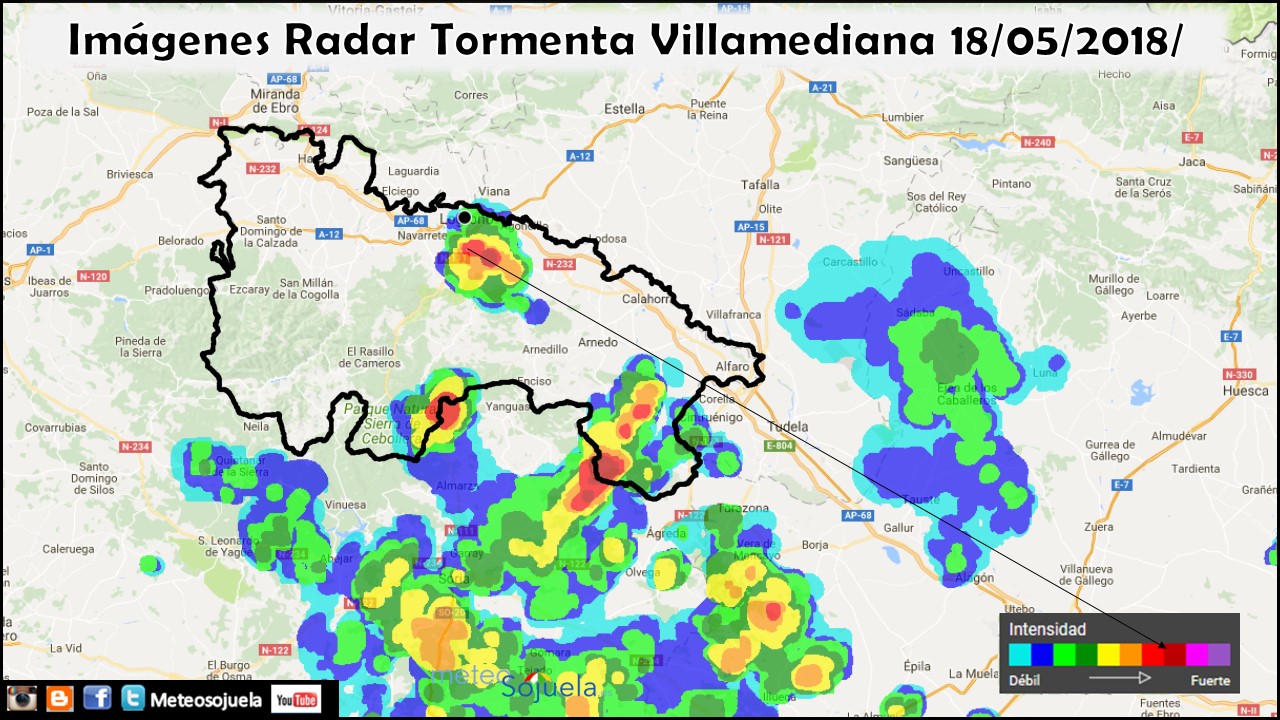 Imagen Radar Rain Alarm. Meteosojuela