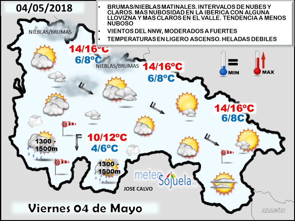 Mapa meteorologico significativo de hoy en La Rioja. Meteosojuela