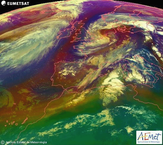 Animación masas de aire satélite Meteosat.Meteosojuela