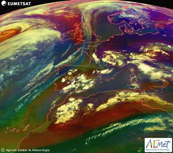 Animación masas de aire satélite Meteosat.Meteosojuela