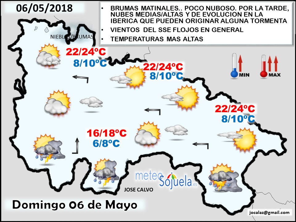 Mapa meteorologico significativo de hoy en La Rioja. Meteosojuela