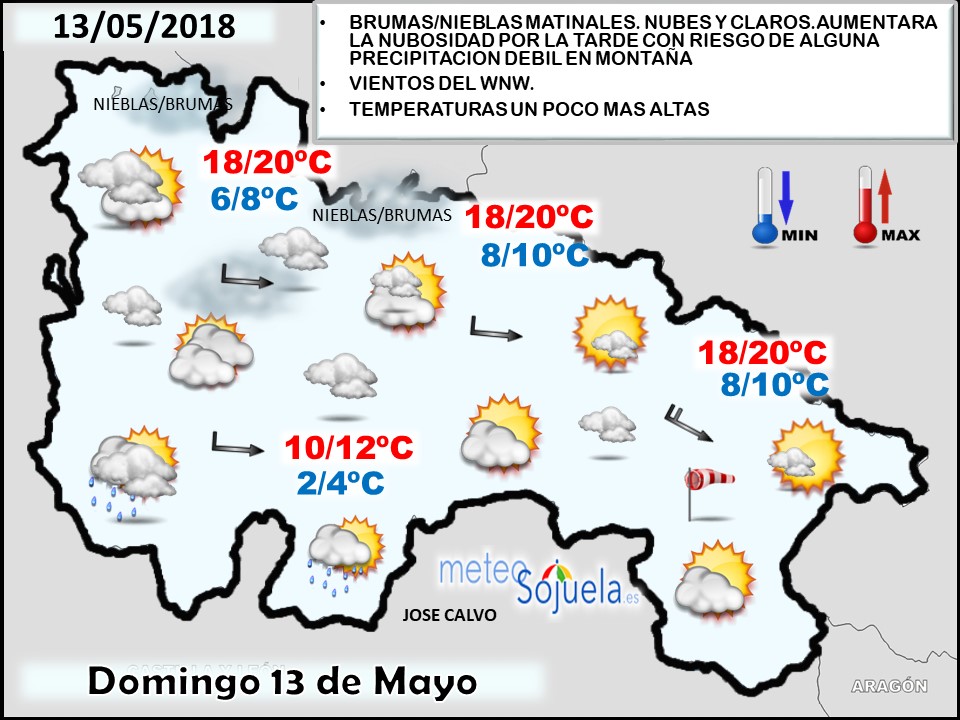 Mapa meteorologico significativo de hoy en La Rioja. Meteosojuela