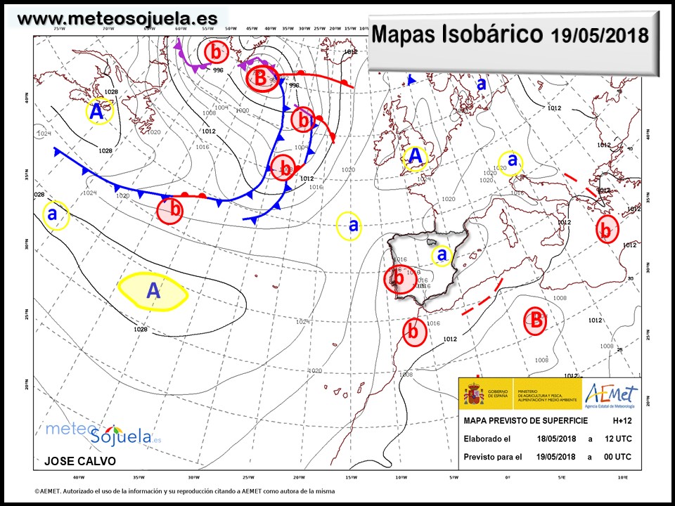 Mapa meteorologico isobárico de hoy en La Rioja. Meteosojuela