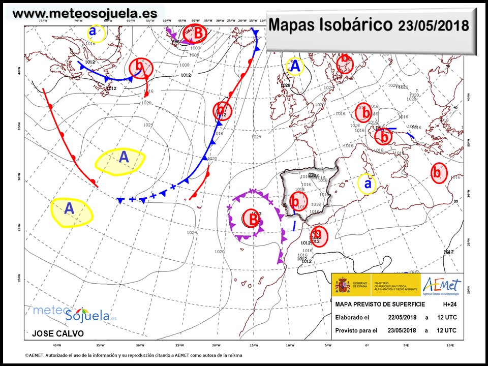 Mapa meteorologico isobárico de hoy en La Rioja. Meteosojuela