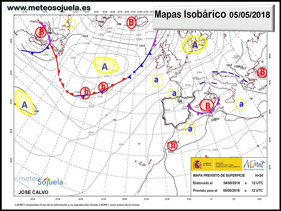 Mapa meteorologico isobárico de hoy en La Rioja. Meteosojuela