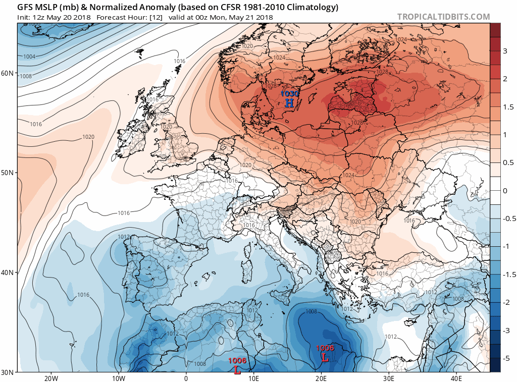 Animación anomalías presión y Geopotencial. Meteosojuela