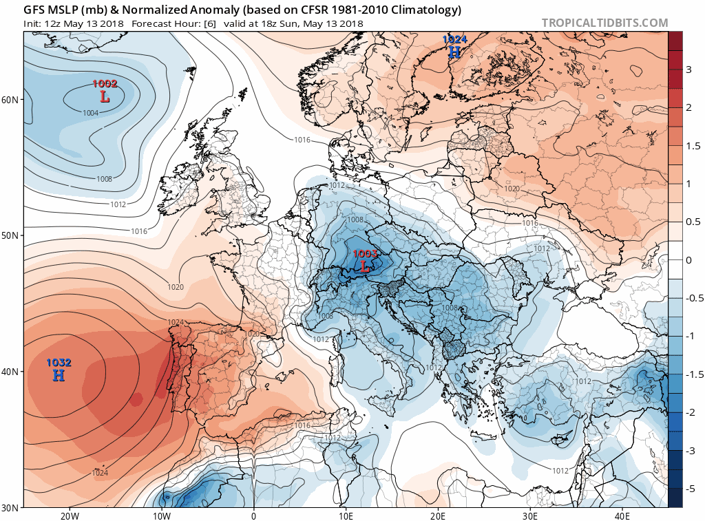Animación anomalías presión y Geopotencial. Meteosojuela