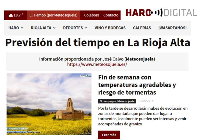 Portada de harodigital.com. Meteosojuela