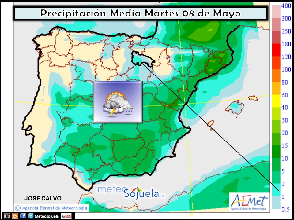 Mapa meteorologico precipitaciones de hoy en La Rioja. Meteosojuela