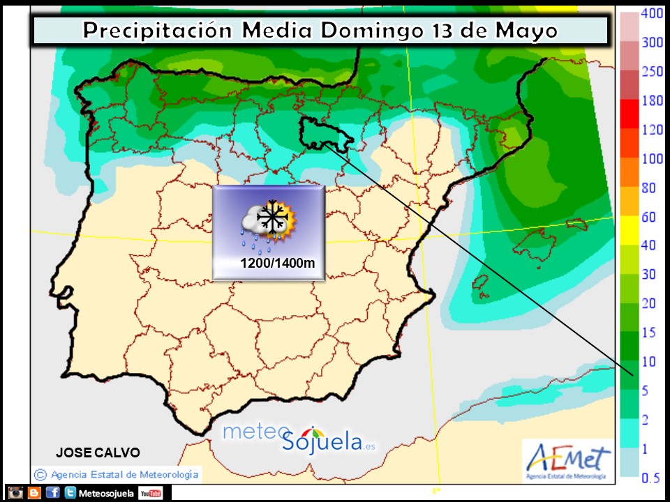 Mapa meteorologico precipitaciones de hoy en La Rioja. Meteosojuela